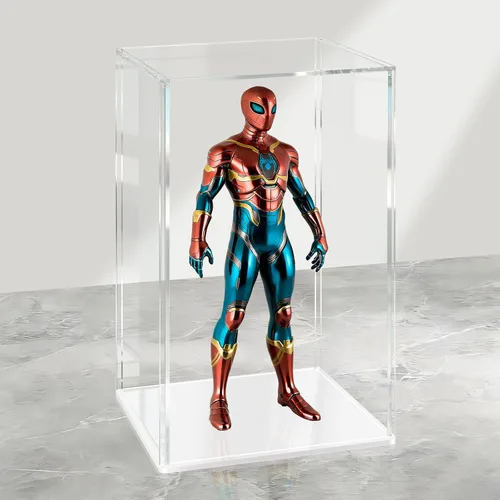 Miniatura 35 de LANSCOERY Vitrina de Acrílico, Caja de Exhibición Ensamblable para Coleccionables, con Diseño a Prueba de Polvo y Sin Costuras, Base Negra de Negro