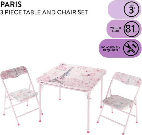Heritage Kids Paris - Juego de mesa y silla (3 piezas), color rosa
