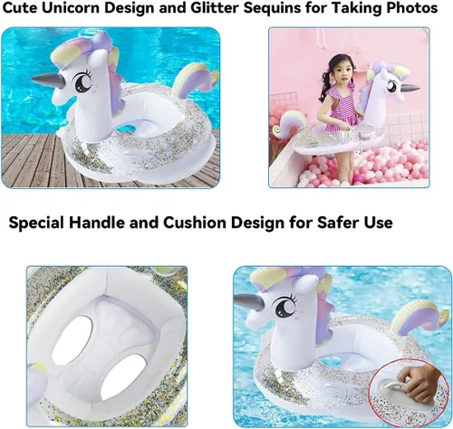 Miniatura 2 de CICITOYWO Flotadores de piscina para niños pequeños, balsa flotadora inflable para niños y adultos con asa, juguetes flotadores de playa para nadar