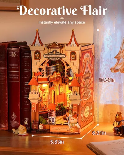 Miniatura 3 de Rolife - Kit de rincón de libros con luces que fluyen y alimentación Type-C - Parque de atracciones de cuento de hadas TGB17 - Kit de casa