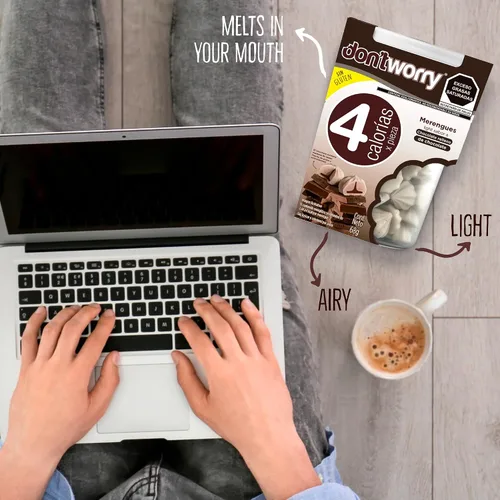Miniatura 5 de DON'TWORRY Galletas de merengue sin gluten, paquete de 4 Solo 4 calorías por pieza rellenas de chocolate, aptas para dieta cetogénica Bocadillos