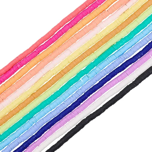 Miniatura 6 de PH PandaHall 5700 cuentas de arcilla Heishi de 0.157 in – 15 colores de disco de vinilo de polímero plano redondo de silicona para aretes hawaianos