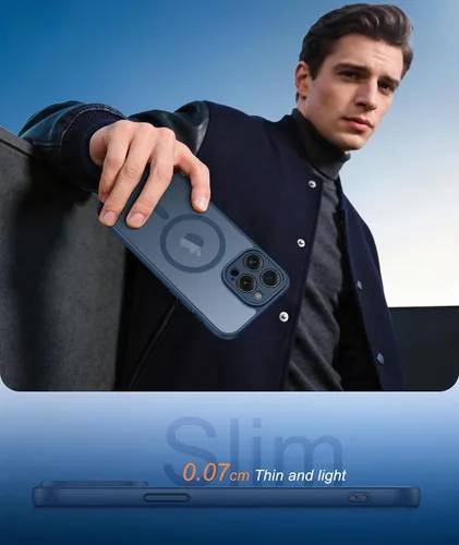 Miniatura 837 de FNTCASE Funda para iPhone 17 Pro: Fundas delgadas translúcidas de color azul claro compatibles con MagSafe, protección completa de la cámara