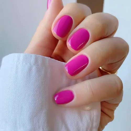 Uñas postizas cortas a presión, 24 unidades, uñas postizas cuadradas de color rosa rosa, uñas postizas extra cortas, uñas artificiales de color de