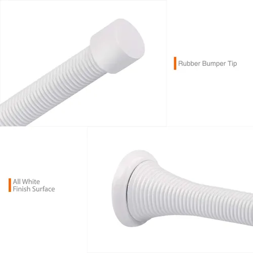 Miniatura 4 de Paquete de 18 topes de resorte para puerta, color blanco, topes flexibles de 3-1/4 pulgadas con puntas de parachoques de goma blanca