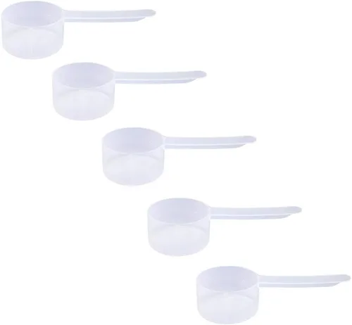 Miniatura 36 de Conjunto de 5 cucharas medidoras de plástico, 6 cucharadas (90 cc 3/8 taza 3 oz. 90 mL) con mango largo para polvos, gránulos, café, comida