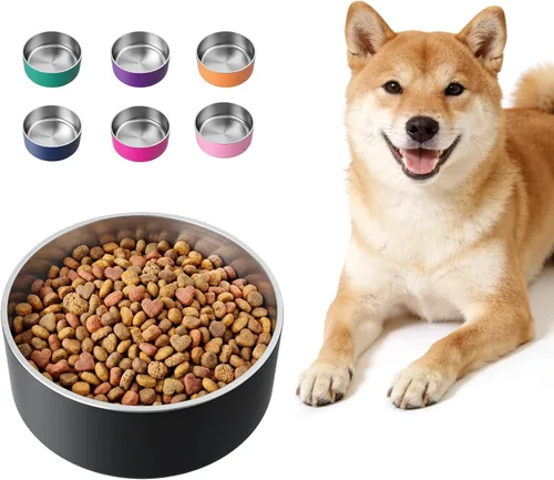 LIHONG Cuencos de acero inoxidable para perros de tamaño pequeño y mediano, antideslizantes, Cuenco para perros aislado, Cuenco para mascotas para