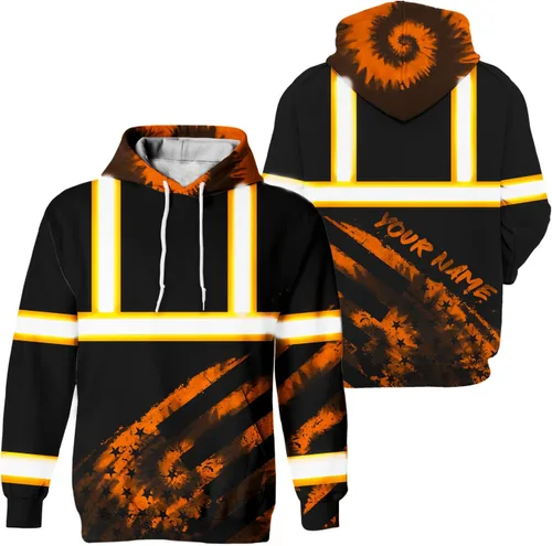 Miniatura 26 de Sudadera con capucha de alta visibilidad con diseño de bandera de Estados Unidos para hombre, reflectante, ropa de trabajo de seguridad