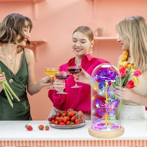 Miniatura 6 de QUNPON Regalos de rosas para el día de la madre, regalos de rosas para mujeres, regalos de cumpleaños para mujeres, flores de mariposa moradas