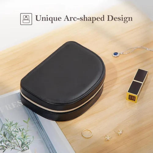 Miniatura 4 de ProCase Joyero de tamaño de viaje pequeño estuche de joyería portátil en forma de concha mini organizador de joyas de 2 capas en piel sintética