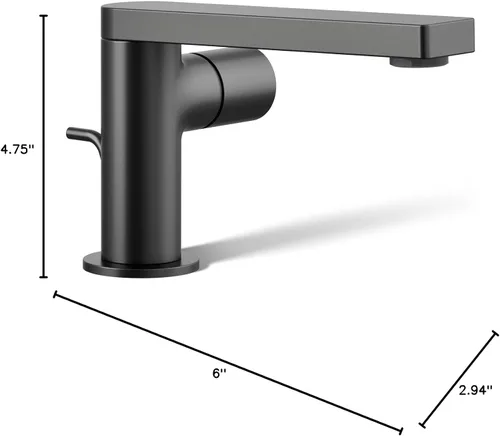 Miniatura 15 de Kohler 73050-7-BL Composed Grifo de lavabo de baño con mango cilíndrico, 1.2 gpm, negro mate