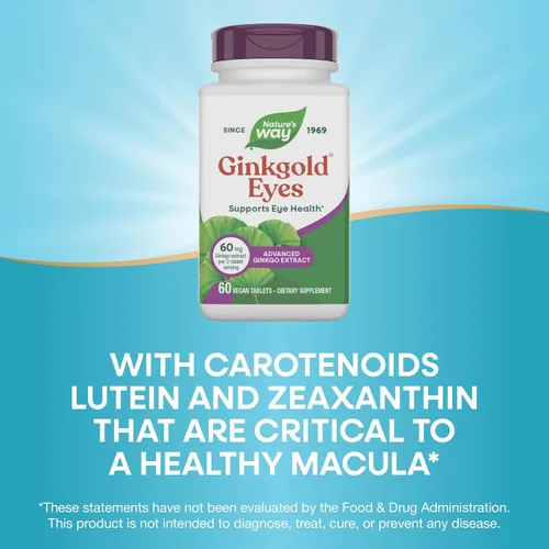 Miniatura 4 de Nature's Way Ginkgold Eyes, Gingko Biloba Suplemento para adultos, fórmula de salud visual*, sin gluten, 60 mg de extracto de ginkgo biloba por