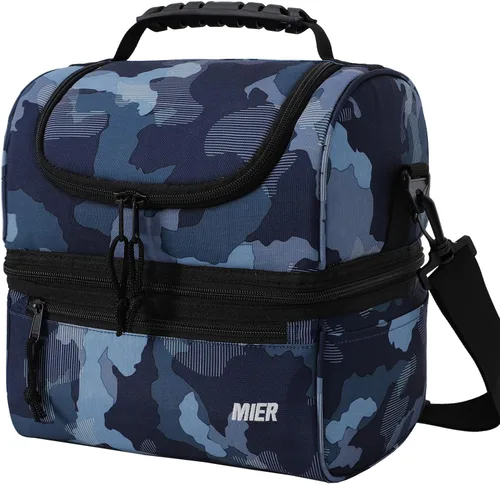 Miniatura 8 de MIER Lonchera con 2 compartimentos para hombres y mujeres, a prueba de fugas, aislada, para el trabajo, azul esteel, mediana azul (Bluesteel)