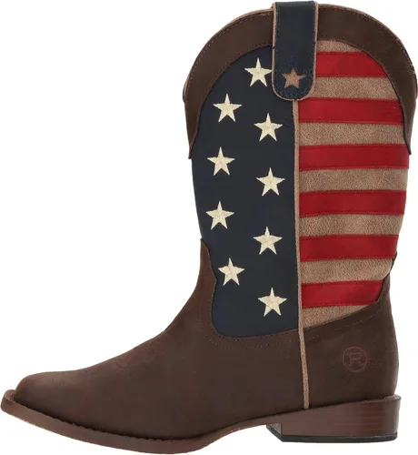 Miniatura 8 de ROPER Botas unisex de American Patriot Western para niños, Marrón