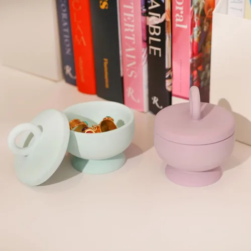 Miniatura 7 de Boowan Nicole Tarro de vela de hormigón de cáliz Molde de silicona Soporte de vela de cemento con tapas, recipientes de molde para suministros