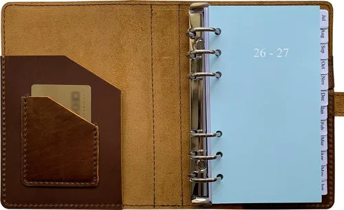 Miniatura 2 de Planificador diario de cuero, día en una página, enero de 2026 a diciembre de 2026, carpeta de cuero auténtico, recargable, tamaño A5