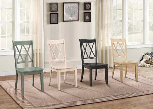 Miniatura 2 de Lexicon Janina - Juego de 2 sillas de comedor modernas de granja, juego de 2, madera maciza, respaldo cruzado, para cocina tradicional moderna Verde