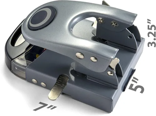Miniatura 2 de Officemate Perforadora de lujo de 2 agujeros con cajón de virutas, capacidad para 50 hojas, plata/azul marino (90101)