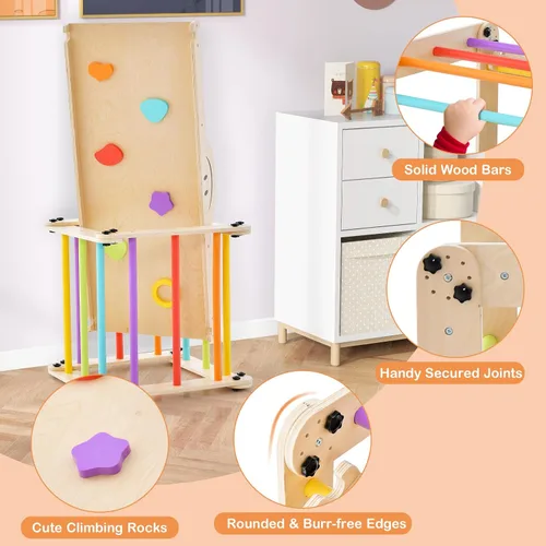 Miniatura 8 de Costzon Juguetes de escalada para niños pequeños, 10 en 1 plegable Montessori Escalera de madera para interiores con rampa reversible, métodos