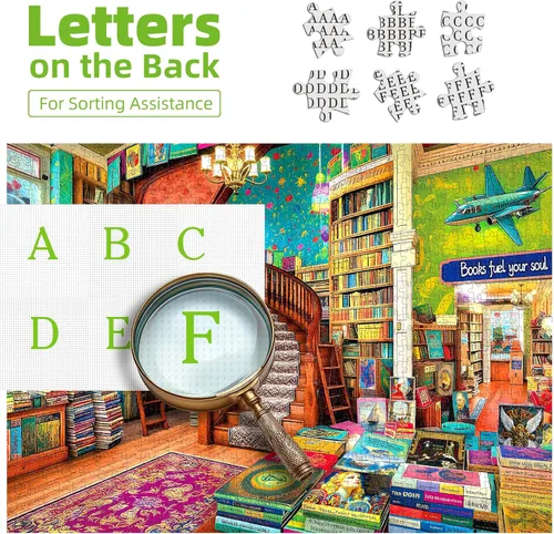 Miniatura 3 de Rompecabezas de 1000 piezas para adultos, tema de “Laberinto vintage de libros”, póster e impresión de alta definición, 27.5 x 19.7 pulgadas, sin