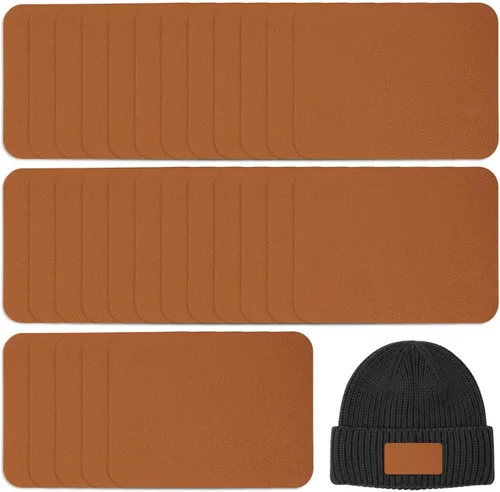 Augshy 29 parches de cuero para sombreros, hojas de cuero sintético en blanco de 3.74 x 4.92 pulgadas para grabado láser, casquillo, gorro,