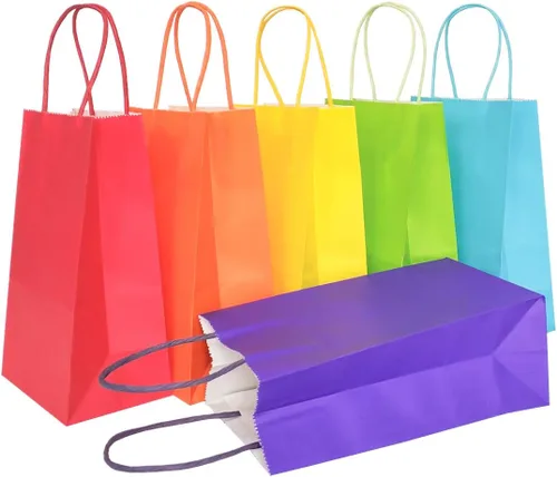 Miniatura 13 de AZOWA Bolsas de regalo mini de papel kraft con asas (Azul claro, 4x2.4x6, 25 piezas)