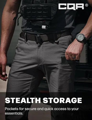 Miniatura 151 de CQR – Pantalones tácticos elásticos tipo cargo para hombre, resistentes al agua, de tela ripstop (antidesgarros), ligeros, ideales para uso diario