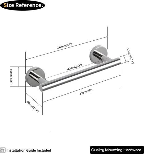 Miniatura 5 de GERZ Barra de Toalla de 9 Pulgadas para Baño de Acero Inoxidable, Soporte de Toalla de Baño de Estilo Contemporáneo, Montaje en Pared, Acabado