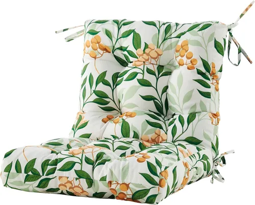 Miniatura 9 de ARTPLAN Cojines para silla de exterior y respaldo bajo, 40 x 20 x 4 pulgadas, cojín de mimbre grueso copetudo para patio exterior con lazos