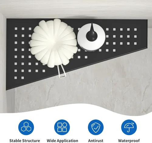 Miniatura 3 de Estante esquinero de ducha de 2 piezas, estantes trapezoidales de baño de 12 pulgadas para pared de azulejos, lechada de acero inoxidable 304