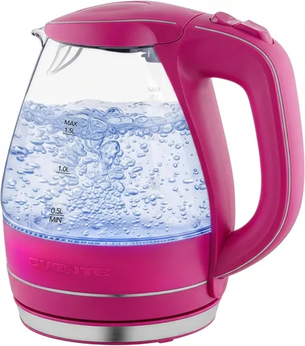 Miniatura 13 de OVENTE Hervidor Eléctrico, 1.5L de Vidrio de Borosilicato para Encimera, Calentador y Hervidor de Agua para Café o Té, Libre de BPA, Apagado Naranja