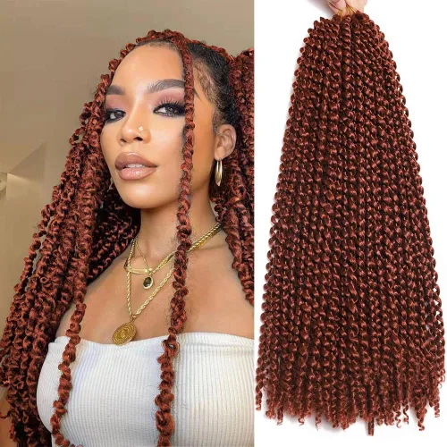 Miniatura 24 de Cabello Passion Twist de 18 pulgadas, 1 paquete de cabello Passion Twist de ganchillo, cabello de ganchillo Water Wave (18 pulgadas (paquete de 1)