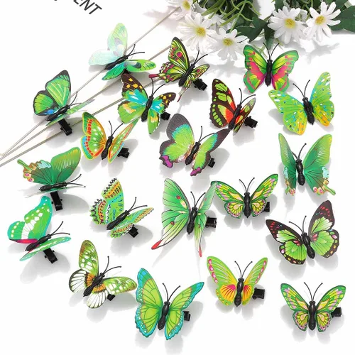 Miniatura 2 de BARTOSI Pinzas para el cabello de mariposa verde, lindos pasadores para el cabello, accesorios para el cabello de mariposa para mujeres y niñas
