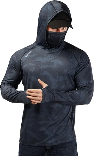 Miniatura 21 de Rodeel - Camisa de pesca para hombre con manga larga, UPF 50+, rendimiento de alto rendimiento para senderismo, con máscara, protección UV