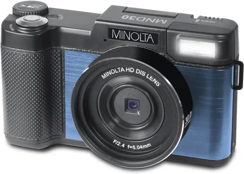 Miniatura 2 de Minolta MND30 30MP 2.7K QHD 3.0 "Pantalla LCD Cámara Digital, Negro con Tarjeta Micro SD y Bolsa de Cámara Slinger (azul)