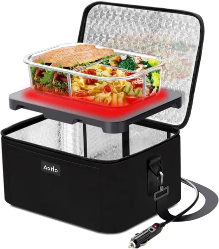 Miniatura 11 de Aotto Horno Portátil Fiambrera Eléctrica Calentador de Alimentos - 12V/24V 2 en 1 Calentador de Alimentos para Coche, Fiambrera Térmica para Azul
