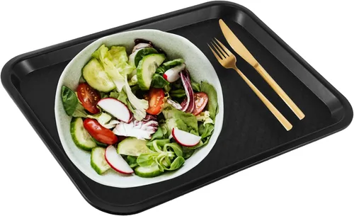 Miniatura 6 de SHEUTSAN 8 paquetes de bandejas de plástico de 16 x 12 pulgadas para comida rápida, bandejas rectangulares antideslizantes para servicio