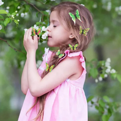 Miniatura 3 de BARTOSI Pinzas para el cabello de mariposa verde, lindos pasadores para el cabello, accesorios para el cabello de mariposa para mujeres y niñas
