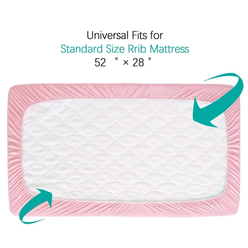 Miniatura 2 de Biloban - Protector de colchón impermeable acolchado para cuna, sábana bajera ajustable de hasta 9 pulgadas, absorbente y silencioso, protector