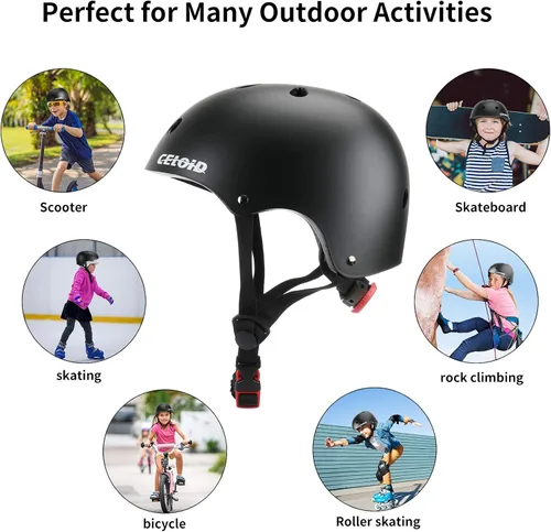 Miniatura 7 de Juego de almohadillas para casco de bicicleta y patineta para niños, equipo de protección para niños pequeños, rodilleras y coderas para niños