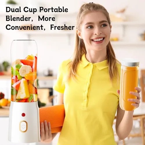 Miniatura 2 de Licuadora de tamaño personal para batidos y licuados - Mezclador portátil recargable de 15.6 onzas con 10 cuchillas, 2 tazas para jugos de fruta