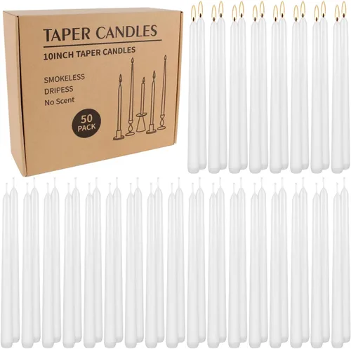 Miniatura 16 de WPONSZU Juego de velas cónicas en espiral negras de 10 pulgadas, paquete de 12 velas sin perfume sin goteo para Halloween, cena, fiesta, cumpleaños