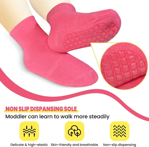 Miniatura 3 de SkiBeaut Calcetines antideslizantes para niños pequeños con agarre, paquete de 12 calcetines antideslizantes para niños de 1 a 7 años