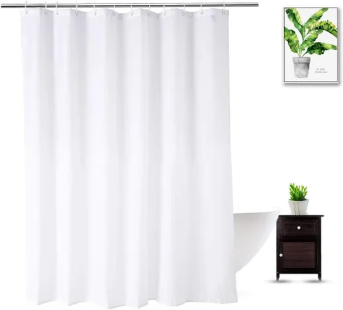 Miniatura 10 de Cortina de ducha de 36 x 72 pulgadas, repelente al agua, juego de cortinas de ducha de tela blanca pequeña para spa hotel, lavable a máquina