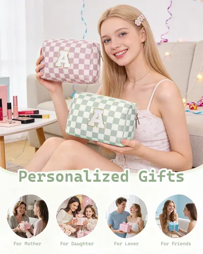 Miniatura 6 de Narwey Bolsa de maquillaje con inicial, regalos de graduación para adolescentes, niñas, niños y adolescentes, cosas de moda de 6 a 18 años, bolsa