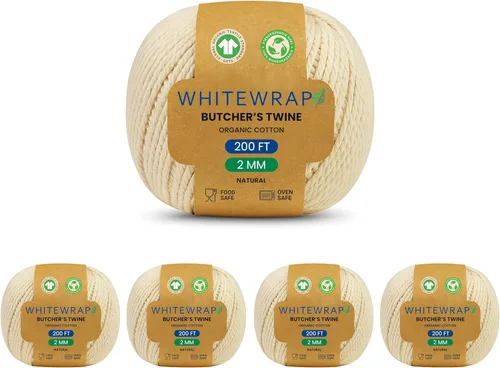 Miniatura 12 de Cordel de carnicero orgánico prémium Algodón natural de 0.047 in, 1000 pies – Apto para horno para pavo, asar carne y hornear Fuerte y versátil