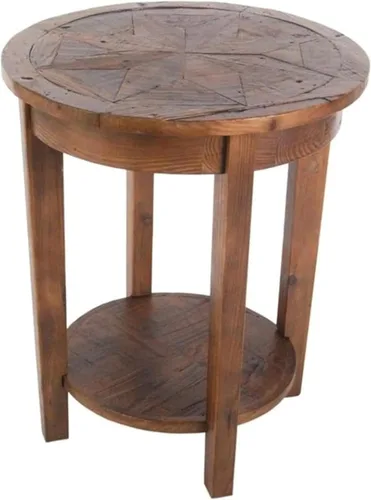 Miniatura 10 de Alaterre Furniture Revive - Mesa auxiliar redonda de 20 pulgadas con estante inferior para almacenamiento y personajes de madera únicos, muebles