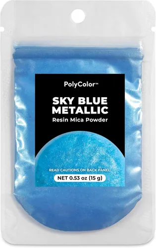 Miniatura 24 de Polvo de Mica PolyColor para Kits de Resina Epoxi 15 gramos, Polvo de Tinte de Pigmento Efectos Metálicos Tierra Azul para Resina de Fundición, Azul