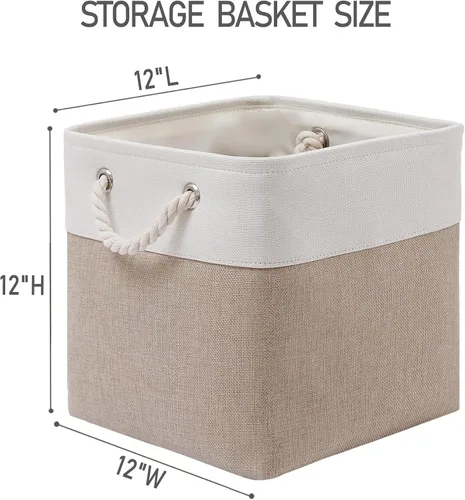 Miniatura 4 de MidmmVick Contenedores de almacenamiento de cubos de 12 x 12 pulgadas, paquete de 6 cubos de almacenamiento plegables grandes de tela con cuerdas
