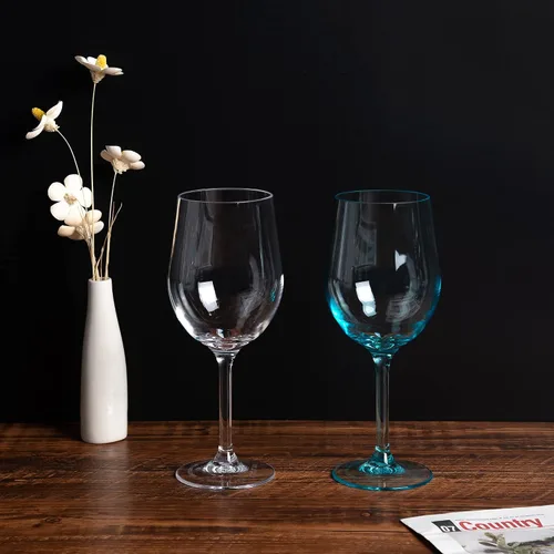 Miniatura 3 de KX-WARE Copas de vino clásicas de acrílico multiusos, copas de vino de tallo de plástico de 19 onzas, juego de 6 multicolor